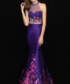 Madison James - 18-602 Illusion High Neck Floral Lattice Mermaid Gown 8 Madison James - 18-602 Illusion High Neck Floral Lattice Mermaid Gown