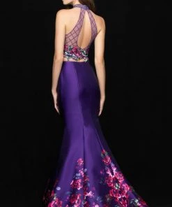 Madison James - 18-602 Illusion High Neck Floral Lattice Mermaid Gown 9 Madison James - 18-602 Illusion High Neck Floral Lattice Mermaid Gown