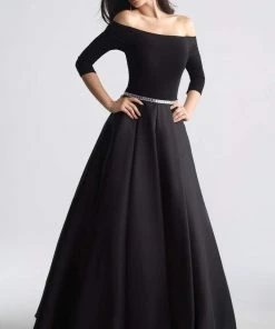 Madison James - 18-609 Off The Shoulder Full A-Line Mikado Dress Formal Gowns