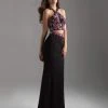 Madison James - 18-610 Two Piece Flower Applique Halter Jersey Dress Formal Gowns