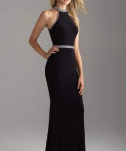 Madison James - 18-612 Jeweled Illusion Racerback Sheath Gown