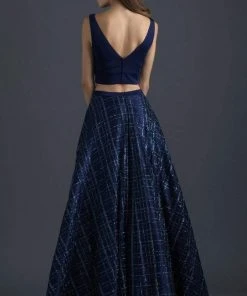 Formal Gowns Madison James - 18-613 Two Piece Glitter Printed A Line Gown 8 Formal Gowns Madison James - 18-613 Two Piece Glitter Printed A Line Gown