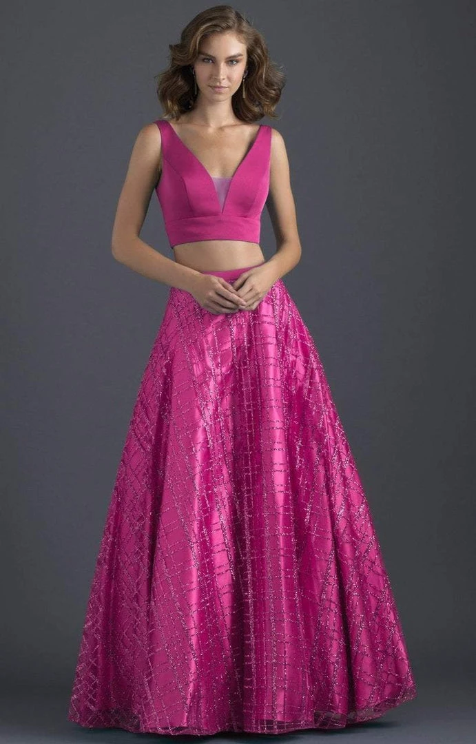 Formal Gowns Madison James - 18-613 Two Piece Glitter Printed A Line Gown 3 Formal Gowns Madison James - 18-613 Two Piece Glitter Printed A Line Gown
