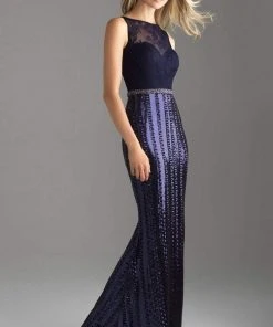 Formal Gowns Madison James - 18-615 Illusion Bodice Sequined Sheath Gown
