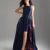 Madison James - 18-620 Halter Neck Mikado High Low Gown Formal Gowns
