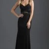 Madison James 18-629 Crisscross Fitted Jersey Evening Dress - 1 Pc Black In Size 12 Available