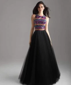 Madison James - 18-632 Beaded Sleeveless Tulle Ballgown