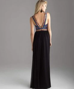 Formal Gowns Madison James - 18-633 Beaded Deep V-neck Chiffon A-line Gown
