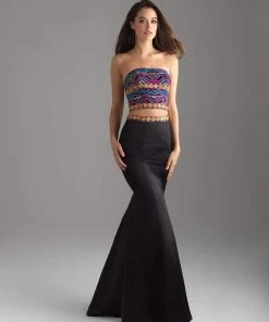 Madison James - 18-634 Beaded Strapless Two-Piece Mermaid Gown