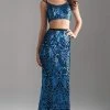 Formal Gowns Madison James - 18-636 Two Piece Crop Top Sequined Dress