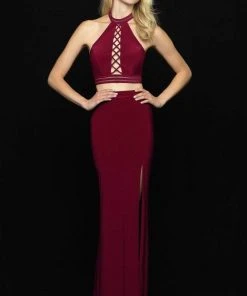 Madison James - 18-642 Two Piece Halter Front Cutout Evening Dress Formal Gowns