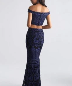 Madison James - 18-646 Two Piece Floral Lace Sheath Dress