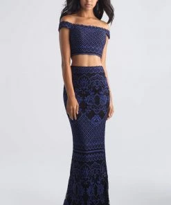 Madison James - 18-646 Two Piece Floral Lace Sheath Dress