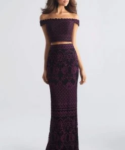 Madison James - 18-646 Two Piece Floral Lace Sheath Dress