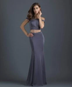 Madison James - 18-648 Two Piece Off Shoulder Fitted Evening Dress Formal Gowns