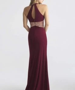 Madison James - 18-661 Fitted Halter Keyhole Evening Dress Formal Gowns 9 Madison James - 18-661 Fitted Halter Keyhole Evening Dress Formal Gowns