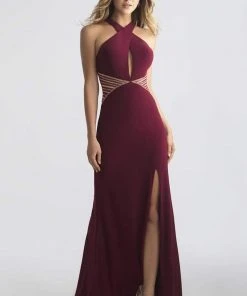 Madison James - 18-661 Fitted Halter Keyhole Evening Dress Formal Gowns 8 Madison James - 18-661 Fitted Halter Keyhole Evening Dress Formal Gowns