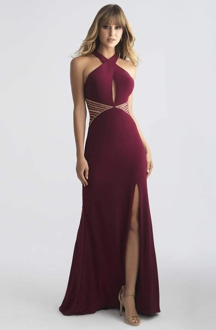 Madison James - 18-661 Fitted Halter Keyhole Evening Dress Formal Gowns 5 Madison James - 18-661 Fitted Halter Keyhole Evening Dress Formal Gowns