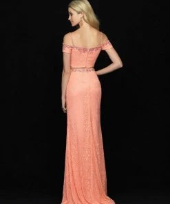 Madison James - 18-670 Two Piece Cold Off Shoulder Lace Dress