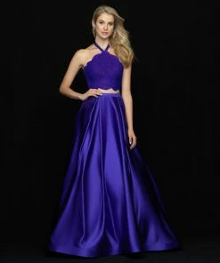Formal Gowns Madison James - 18-672 Two Piece Halter A-line Dress