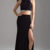 Madison James - 18-675 Silver Framed Croptop Sheath Jersey Gown