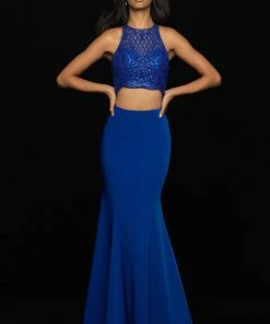 Formal Gowns Madison James - 18-688 Beaded Halter Trumpet Dress