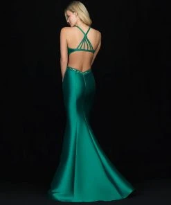 Madison James - 18-689 Embellished Halter Mermaid Dress Formal Gowns