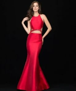 Madison James - 18-689 Embellished Halter Mermaid Dress Formal Gowns