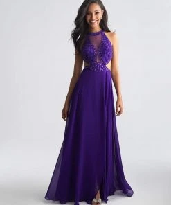 Formal Gowns Madison James - 18-694 Beaded Halter A-line Dress
