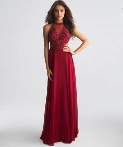 Formal Gowns Madison James - 18-694 Beaded Halter A-line Dress