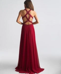 Formal Gowns Madison James - 18-694 Beaded Halter A-line Dress