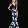 Formal Gowns Madison James - 18-699 Two Piece Lace And Floral Print Trumpet Dress