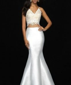 Madison James - 18-703 Two-Piece Lace Bodice Sculpted Mermaid Gown