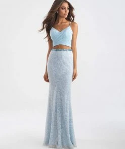 Madison James - 18-711 Two Piece V-neck Sheath Dress