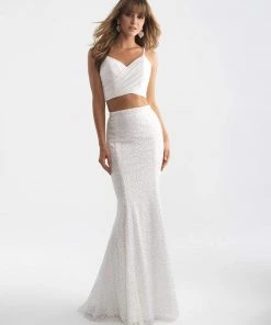 Madison James - 18-711 Two Piece V-neck Sheath Dress