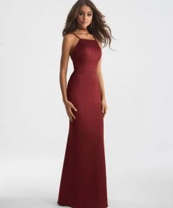 Madison James - 18-713 Suede Square Sheath Dress Formal Gowns