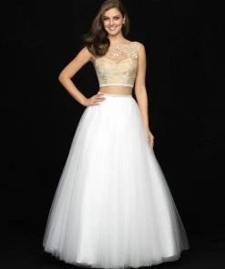 Madison James - 18-718 Two Piece Swirl Designed Tulle Ballgown