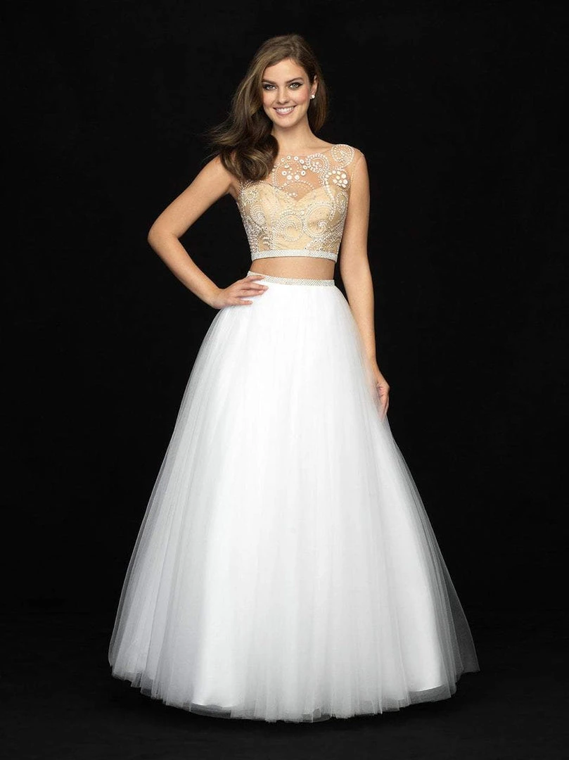 Madison James - 18-718 Two Piece Swirl Designed Tulle Ballgown 3 Madison James - 18-718 Two Piece Swirl Designed Tulle Ballgown