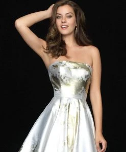 Formal Gowns Madison James - 18-721 Metallic Print Straight Neck Ballgown 7 Formal Gowns Madison James - 18-721 Metallic Print Straight Neck Ballgown