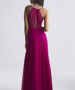Formal Gowns Madison James - 18-724 Halter Style Drape Chiffon A Line Dress