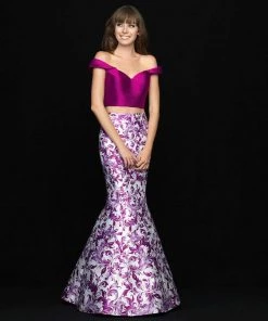 Formal Gowns Madison James - 18-725 Two Piece Mikado Printed Mermaid Dress