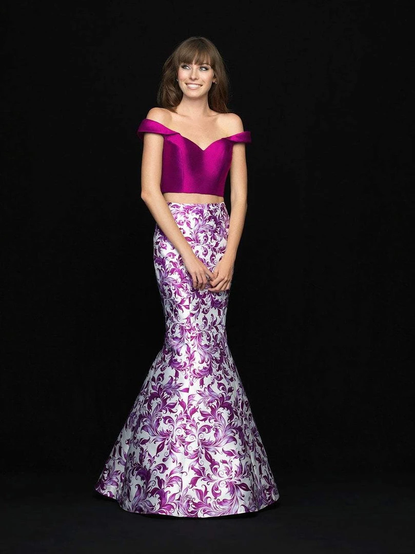 Formal Gowns Madison James - 18-725 Two Piece Mikado Printed Mermaid Dress 3 Formal Gowns Madison James - 18-725 Two Piece Mikado Printed Mermaid Dress