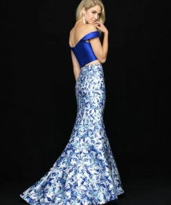 Formal Gowns Madison James - 18-725 Two Piece Mikado Printed Mermaid Dress 7 Formal Gowns Madison James - 18-725 Two Piece Mikado Printed Mermaid Dress