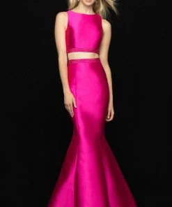 Formal Gowns Madison James - 18-731 Two-Piece Bow Accented Mikado Mermaid Gown
