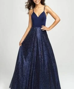 Madison James - 19-100 Sleeveless Crisscrossed Tulle A-Line Gown