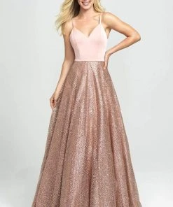 Madison James - 19-100 Sleeveless Crisscrossed Tulle A-Line Gown