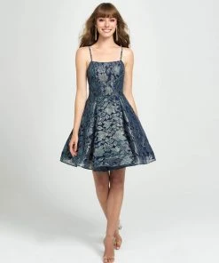 Madison James - 19-113 Laser Cut Lace A-line Dress Cocktail Dresses