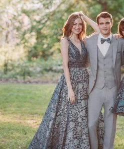 Madison James - 19-113 Laser Cut Lace A-line Dress Cocktail Dresses