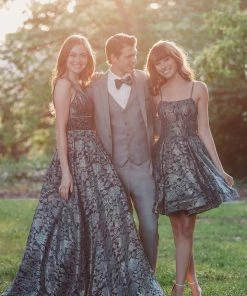 Madison James - 19-113 Laser Cut Lace A-line Dress Cocktail Dresses