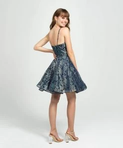 Madison James - 19-113 Laser Cut Lace A-line Dress Cocktail Dresses